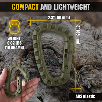 Close-Up of Spring-Loaded Gate on Tactical Carabiner – One-Handed Operation