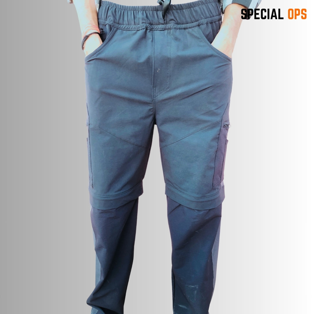 Men Zip-Off Dry Fit Durable Trekking Pants Grey Blue SPECIAL OPS