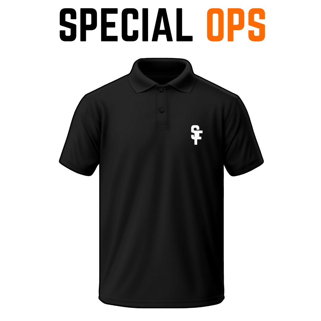 Special Forces Polo Tshirt - SPECIAL OPS - Black/Embroidery Details SPECIAL OPS