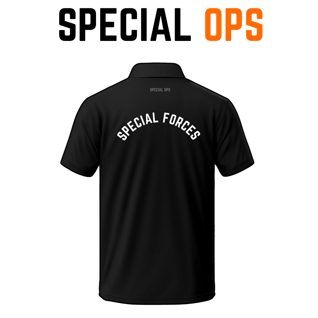 Special Forces Polo Tshirt - SPECIAL OPS - Black/Embroidery Details SPECIAL OPS