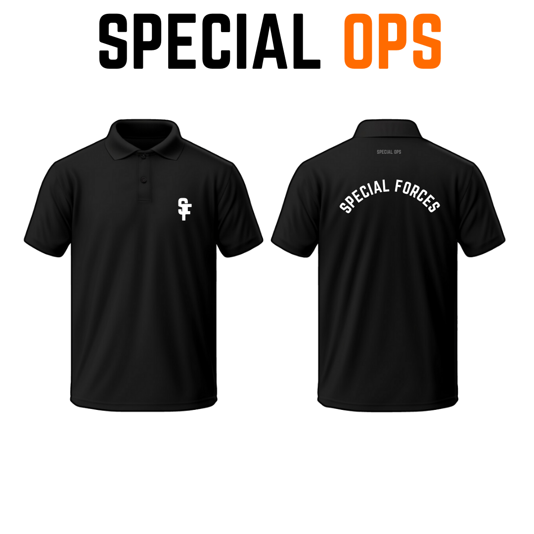 Special Forces Polo Tshirt - SPECIAL OPS - Black/Embroidery Details SPECIAL OPS