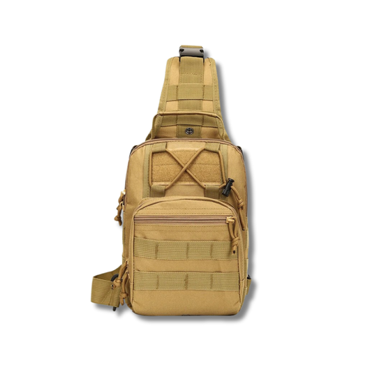 Marksman Tactical Sling Bag - Khaki | 500D Nylon EDC Crossbody |