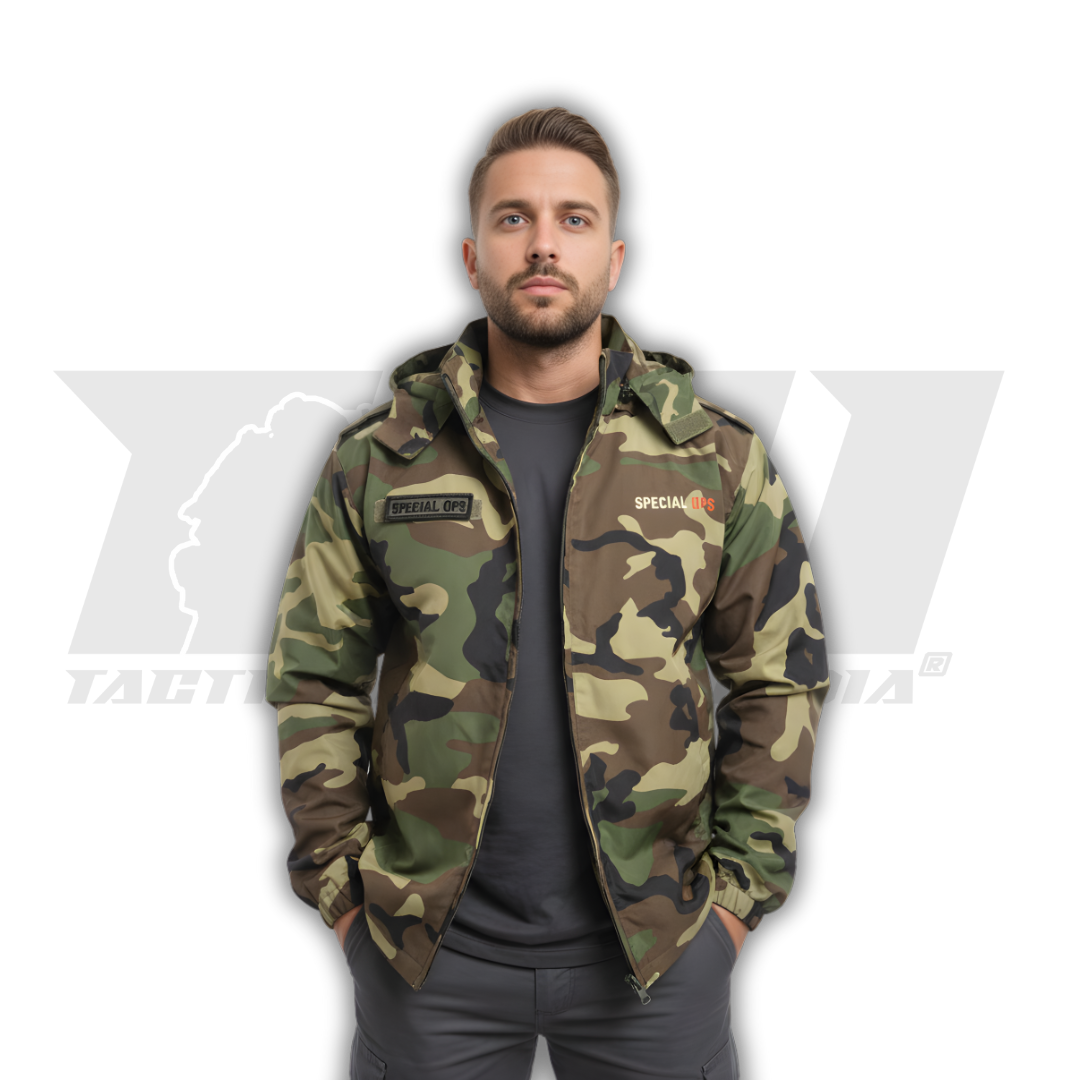 Woodland Airshell WP Windjacket front view showing windproof nylon construction and YKK zipper