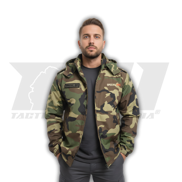 Woodland Airshell WP Windjacket front view showing windproof nylon construction and YKK zipper