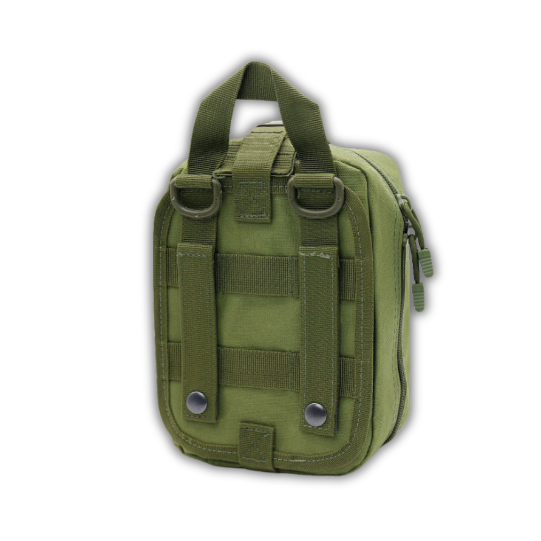 Back view of the tactical pouch showing MOLLE straps and rear pockets.
