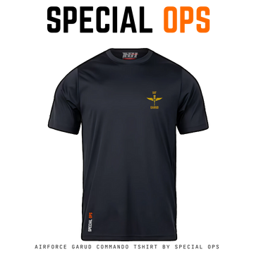 Indian Air Force Garud Commando Black T-Shirt – Dry Fit Tactical Tee for Summer Training