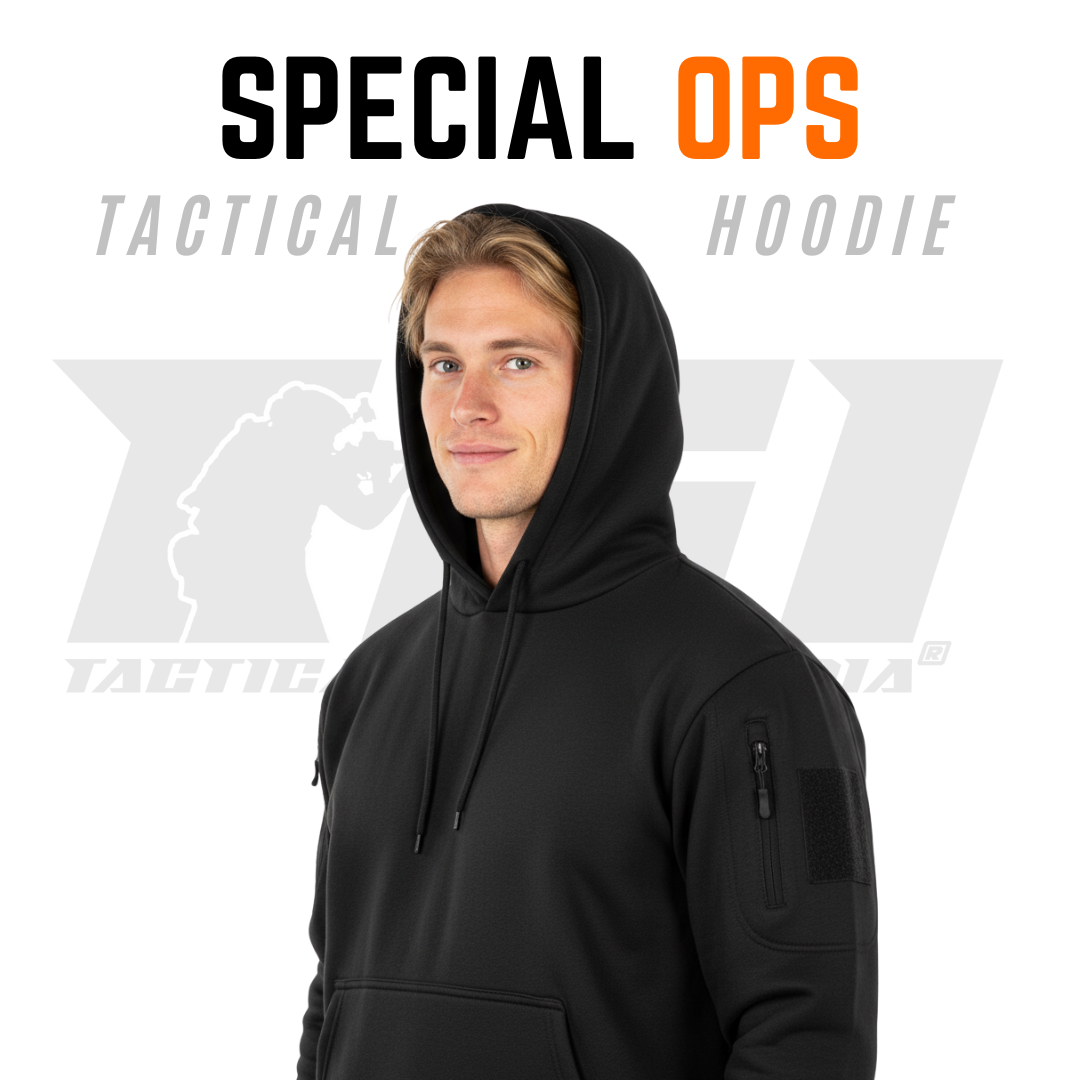 Close-up of zipper pocket and Velcro patch panel on sleeve