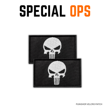 PUNISHER PATCH - Set of 2 Embroidered Skull Design SPECIAL OPS