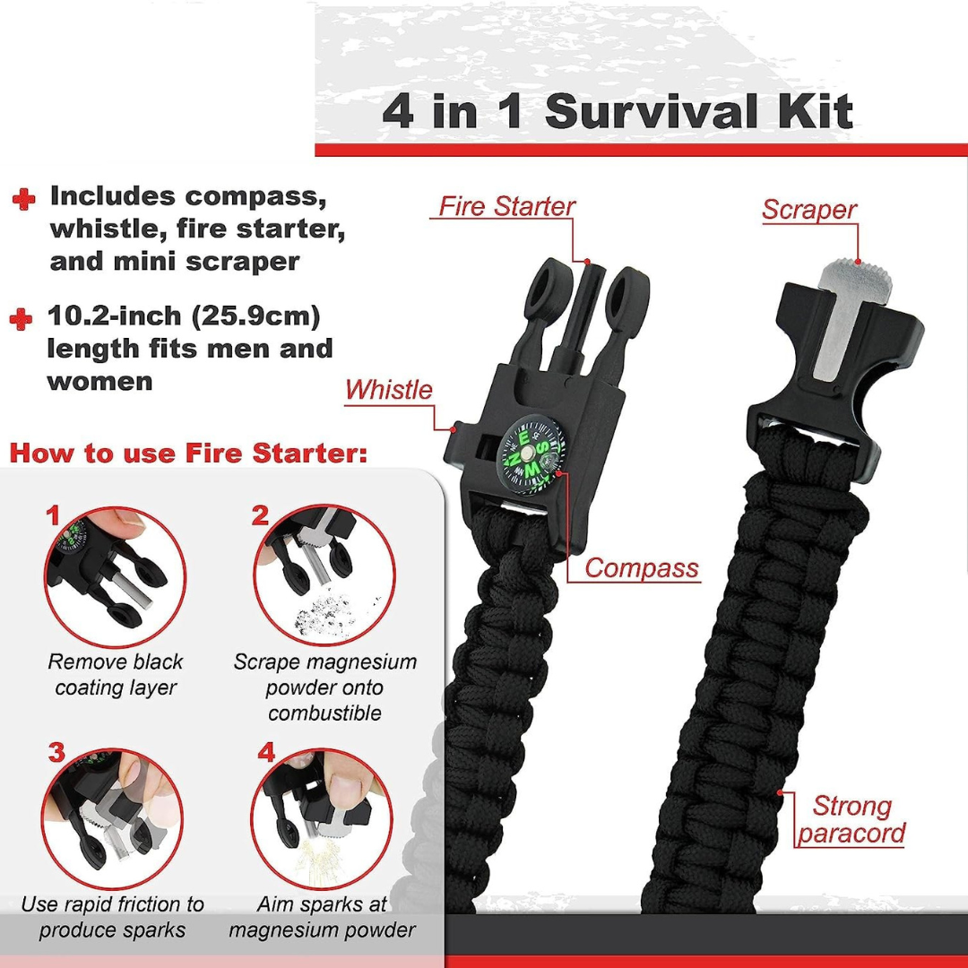 Functions of tactical paracord bracelet