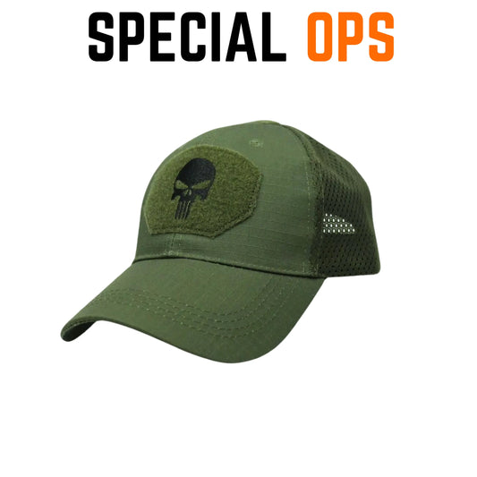 Tactical Recon Cap - Olive Green/Punisher