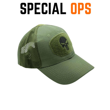 Tactical Recon Cap - Olive Green/Punisher