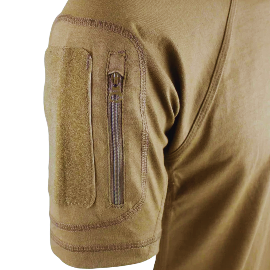 YKK Zippered Arm Pocket on Special Ops Tactical T-Shirt for Secure Gear Storage