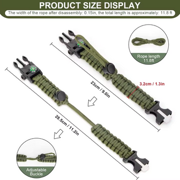 5-in-1 Tactical Survival Paracord Bracelet | Olive Green