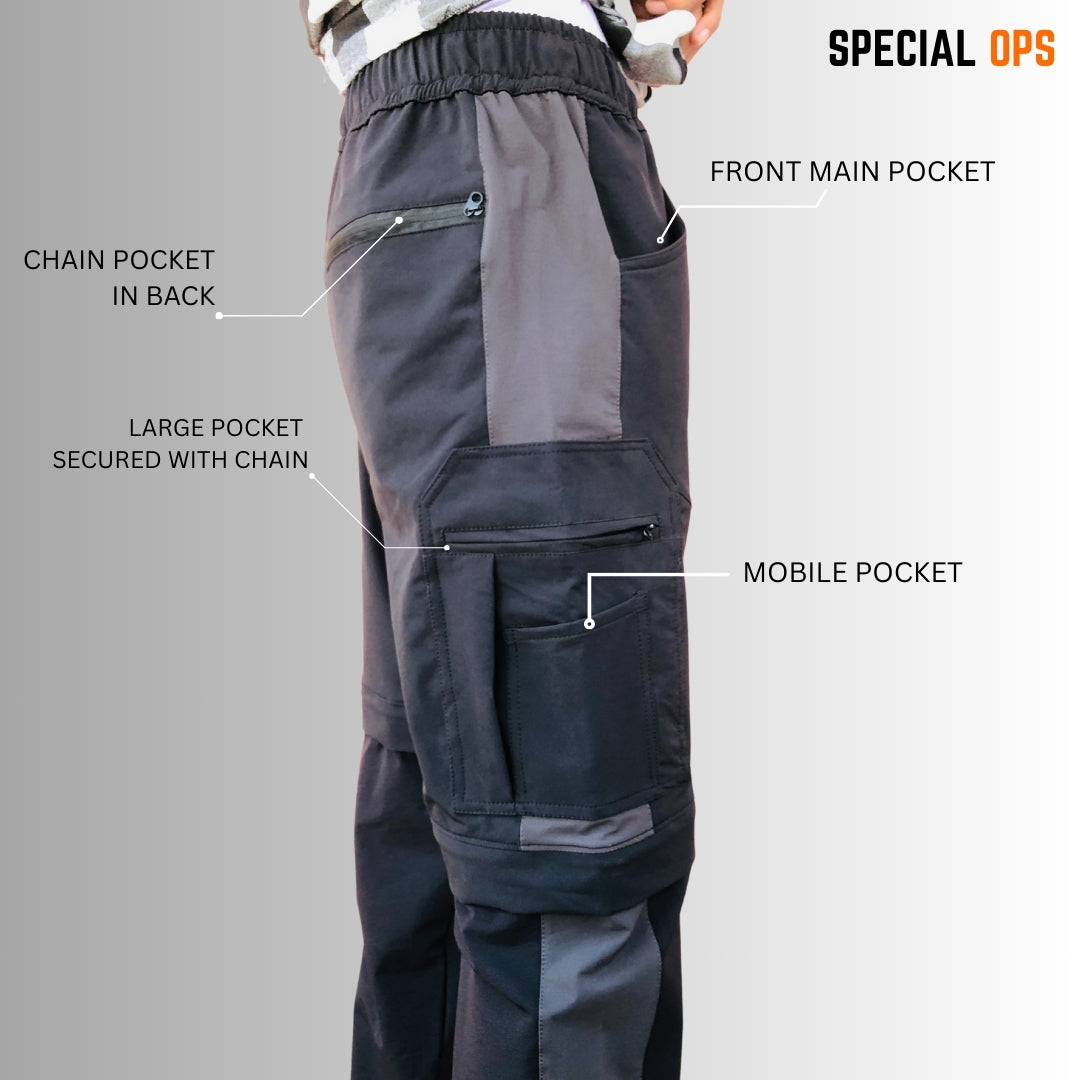 SPECIAL OPS 2-in-1 Tactical Trousers – Convertible to Shorts with Water-Repellent Zippered Pockets