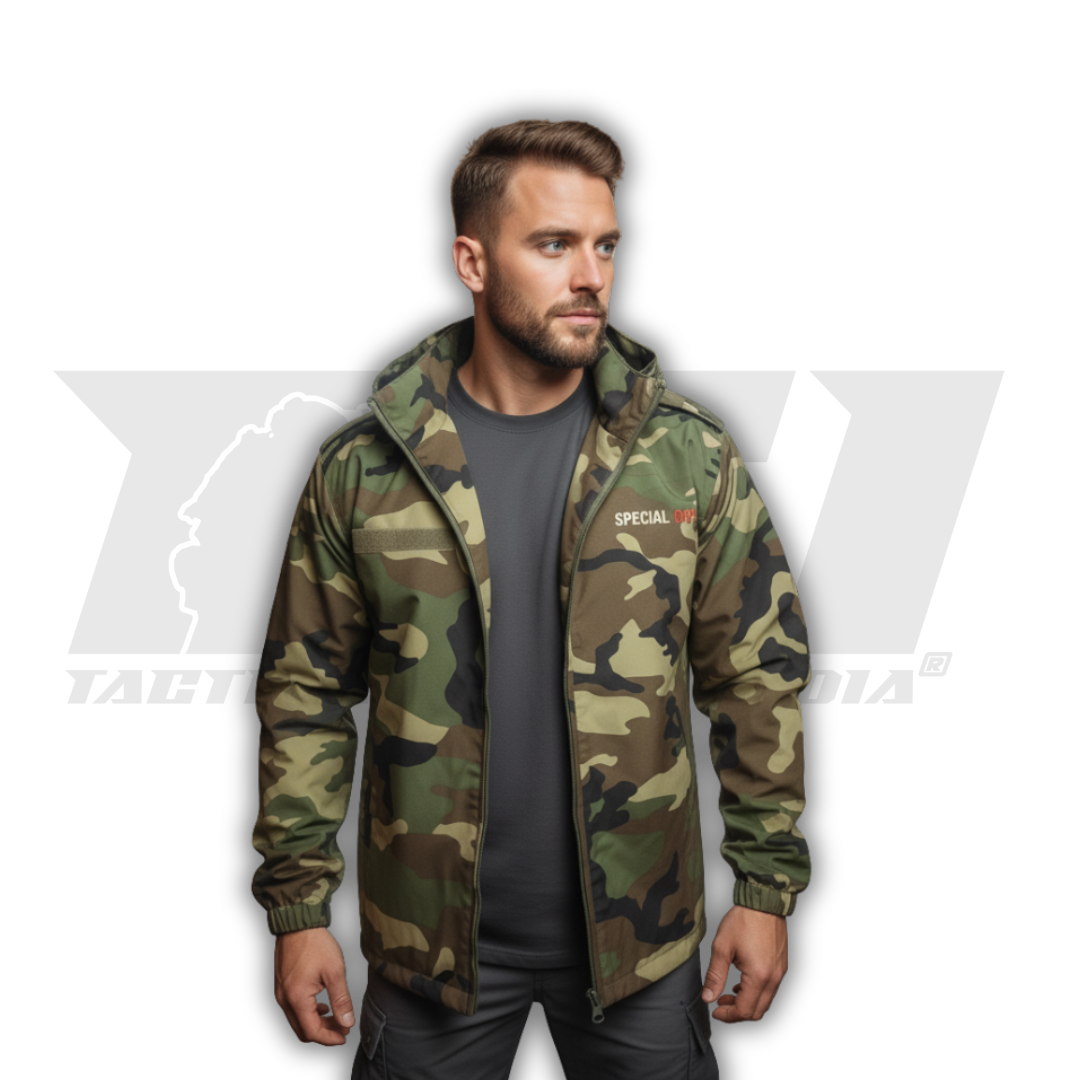 SPECIAL OPS Airshell jacket size chart showing Medium Large XL XXL options