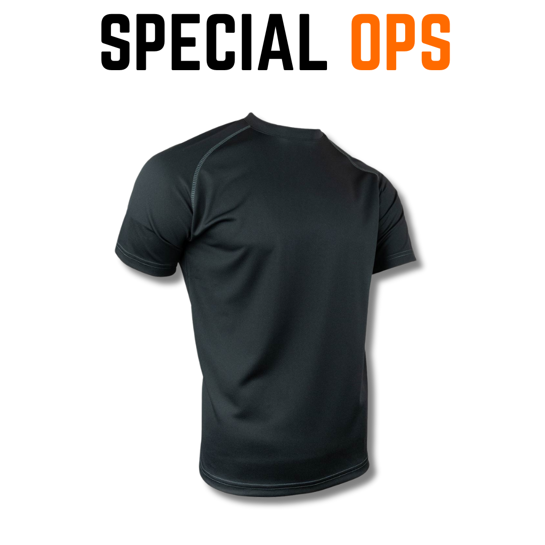 Double-Needle Hem Detail on SPECIAL OPS Cotton T-Shirt