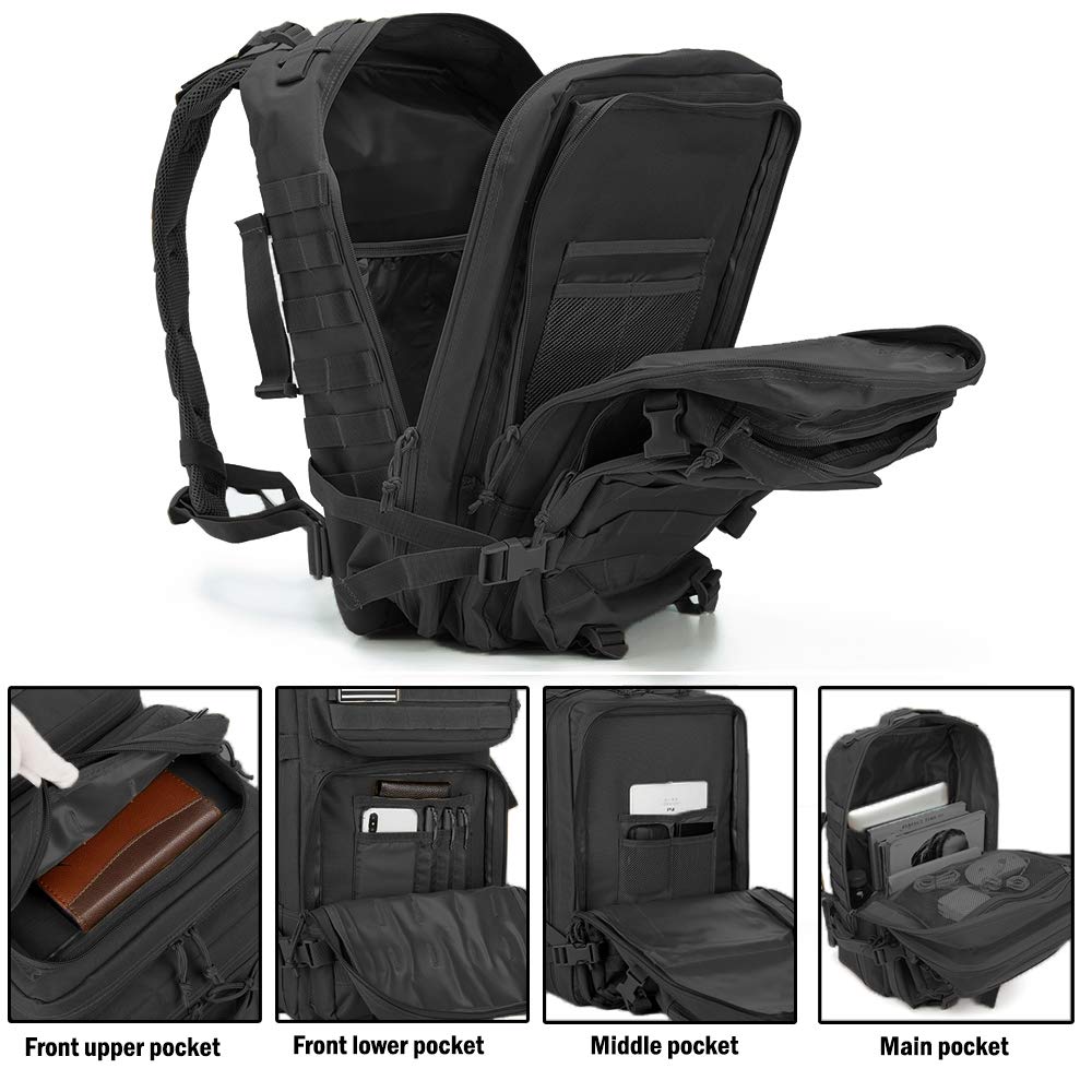 SPECIAL OPS backpack main compartment open revealing laptop sleeve and mesh pockets