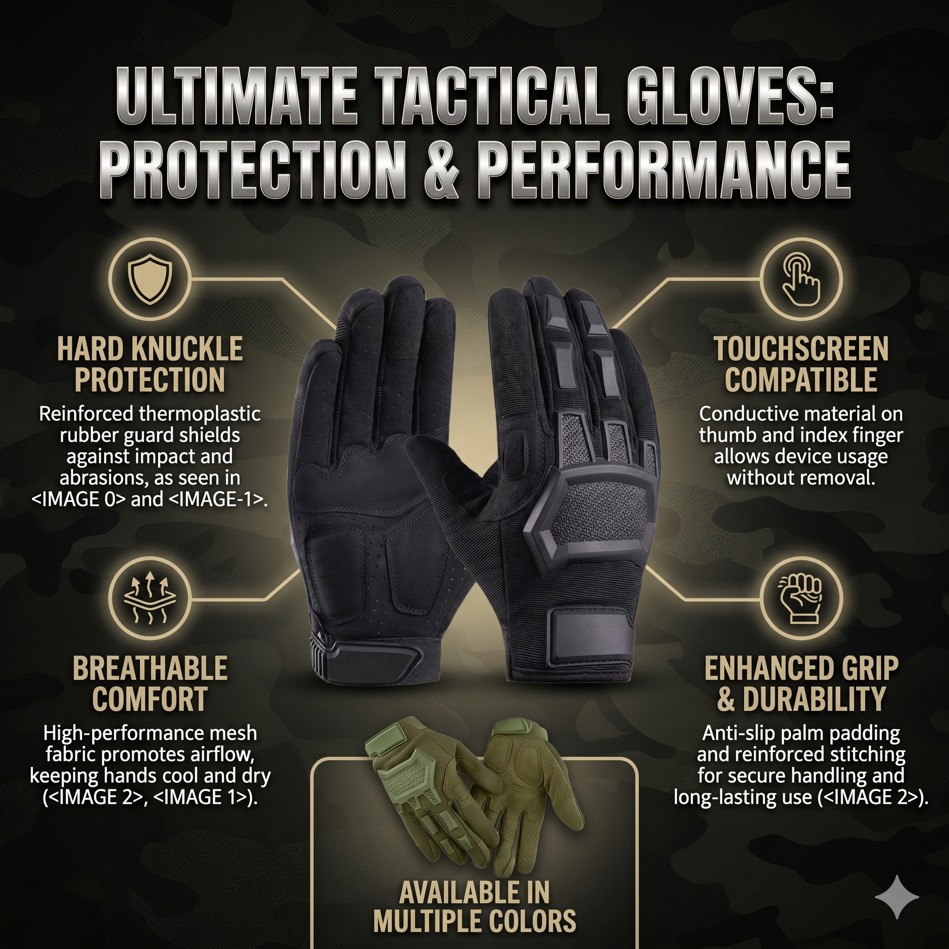 Secure and adjustable hook-and-loop wrist closure on SPECIAL OPS combat gloves.