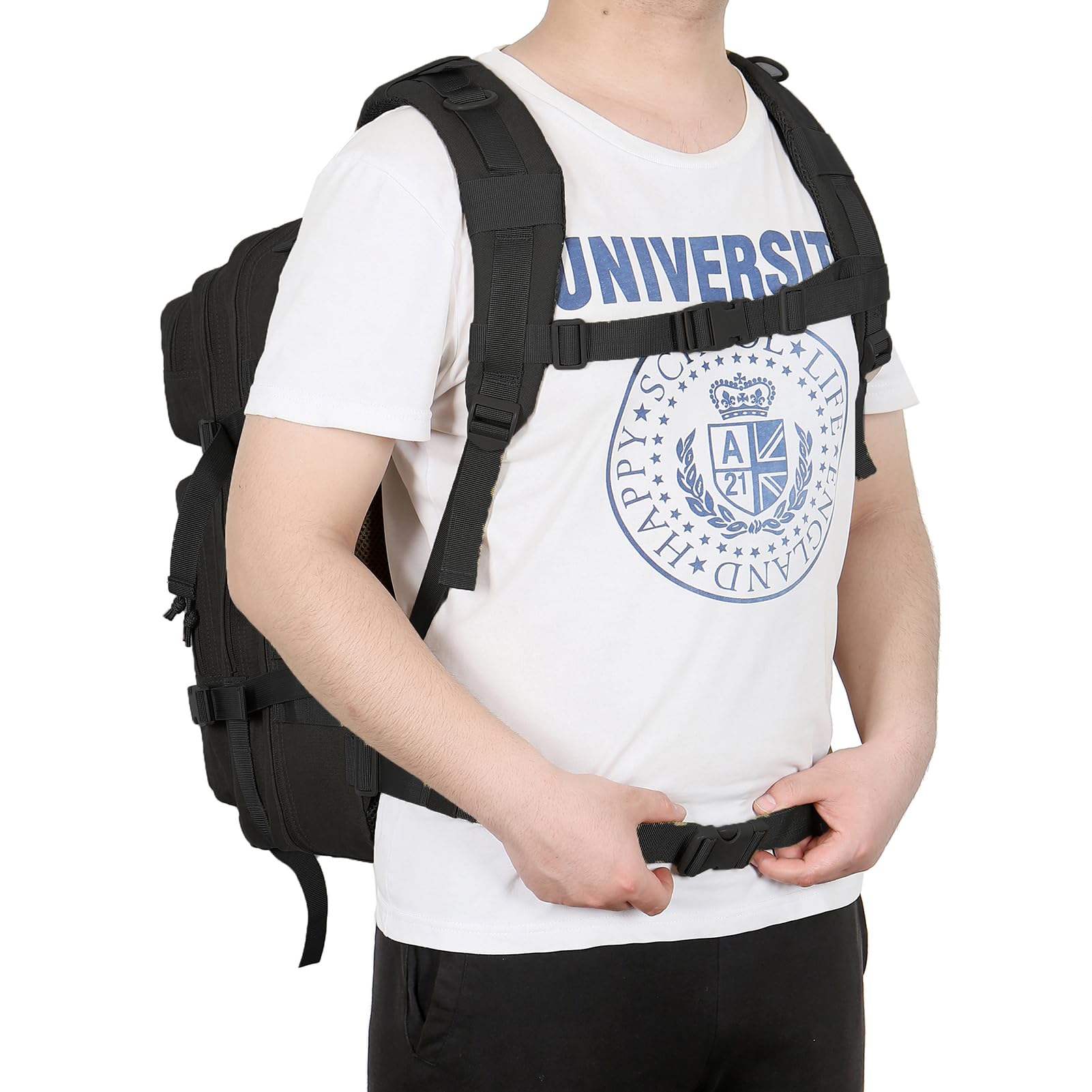 Stealth black 45 liter tactical backpack perfect for hiking camping and survival activities