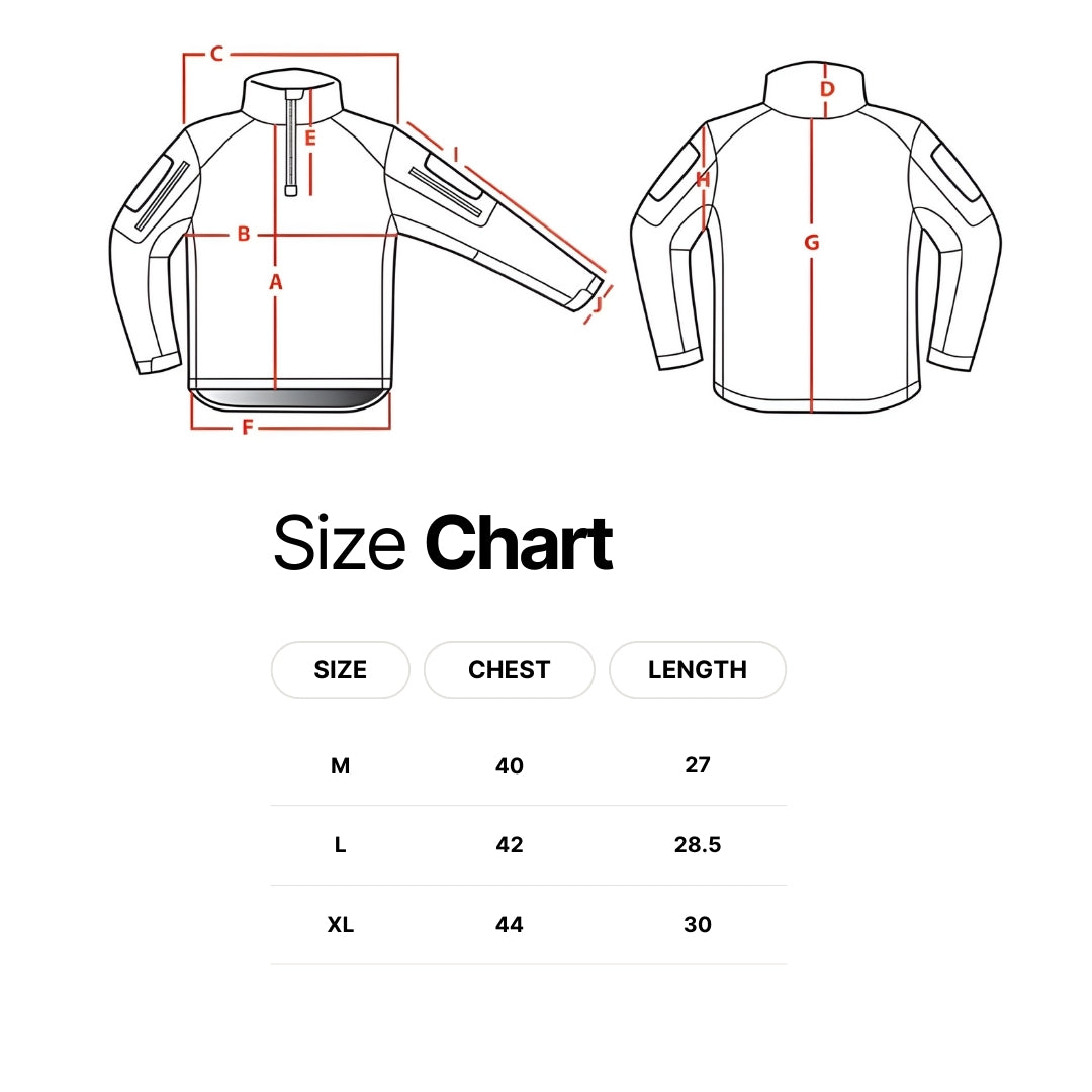 Size chart f Sweatshirt