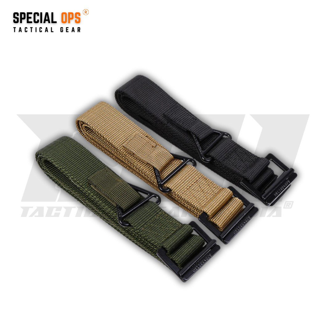 SPECIAL OPS military-style tactical belt with heavy-duty metal buckle available in black and olive green colors