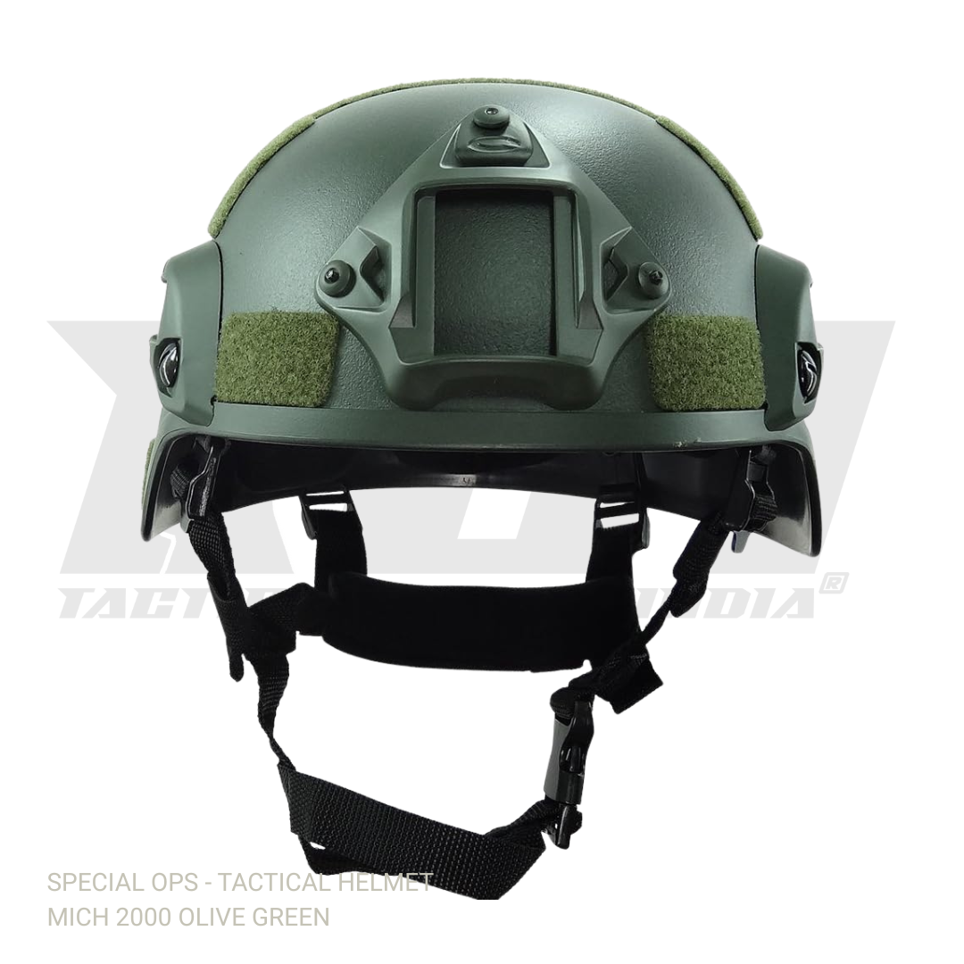 Professional grade ABS tactical helmet MICH 2000 by SPECIAL OPS with four-point retention system and removable cushions