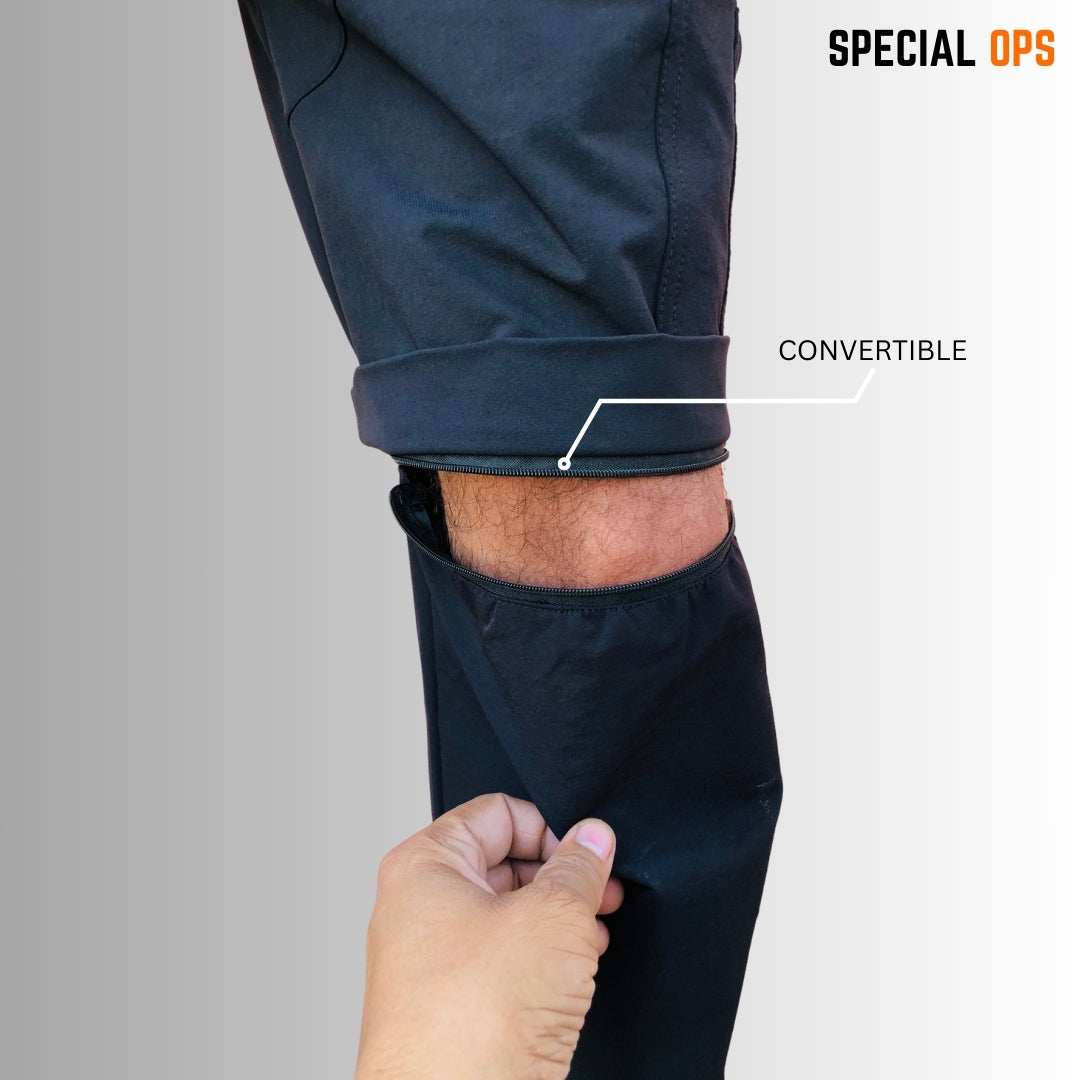 Tactical Combat Trousers with Reinforced Knees – Modular Design Converts to Shorts via Side Zips