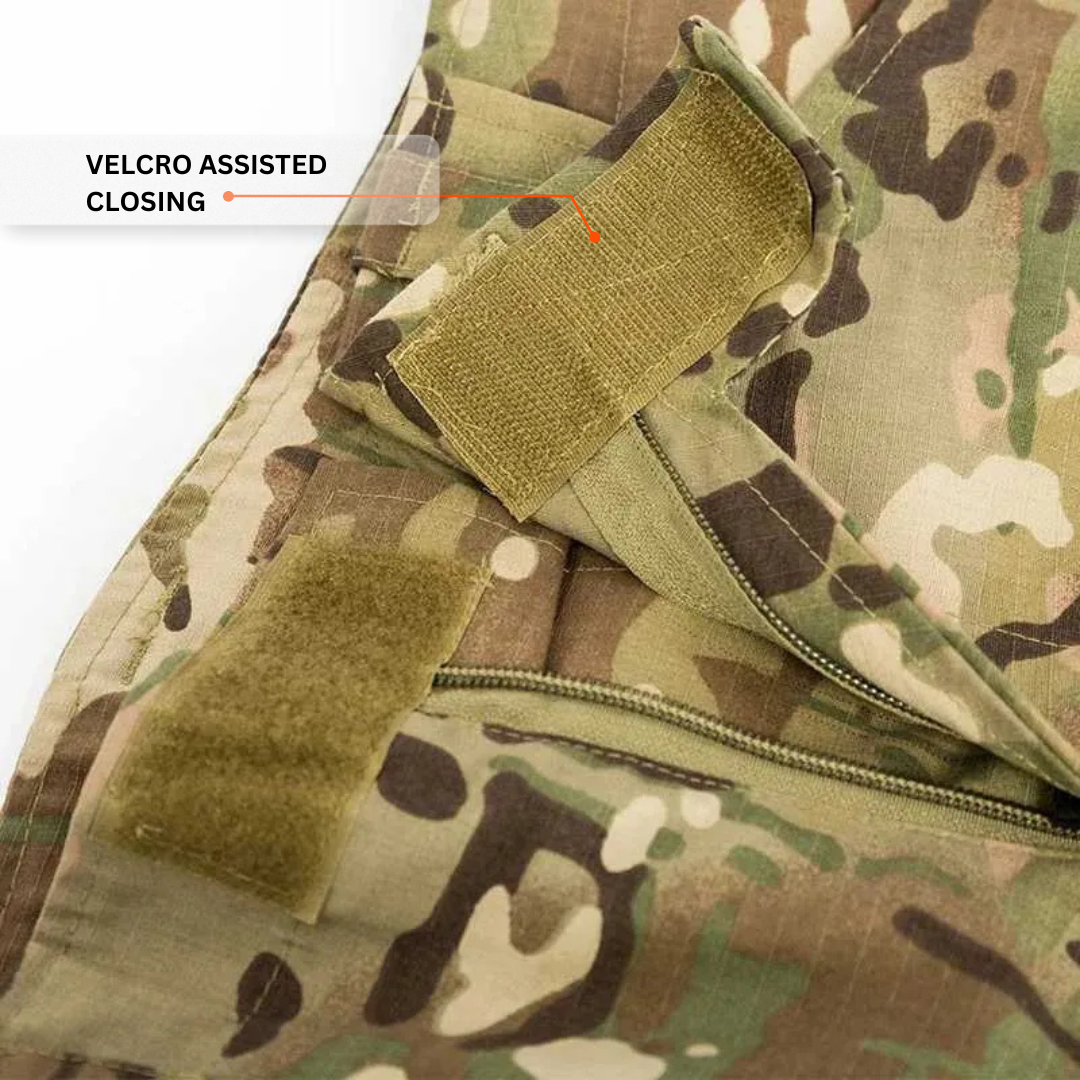 Tactical combat pants in US camo with Teflon water resistant coating