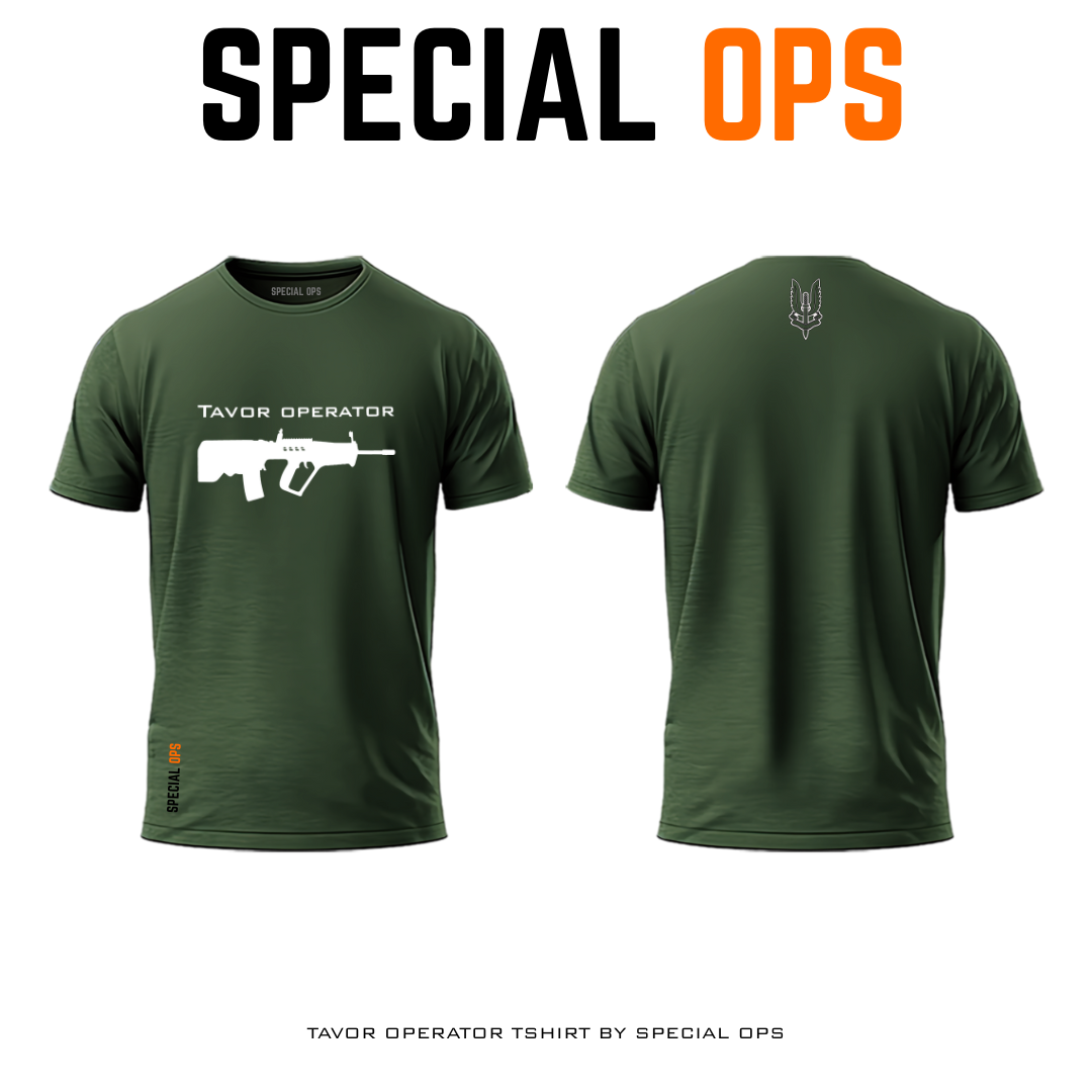 Youth model wearing Tavor Operator tee during outdoor training