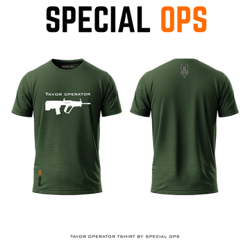 Youth model wearing Tavor Operator tee during outdoor training