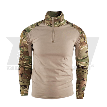 Tactical shirt with camouflage sleeves on a white background